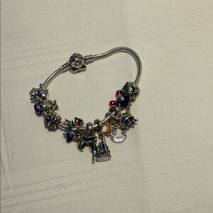 Disney Silver Bracelet with Colorful Charms park themed
